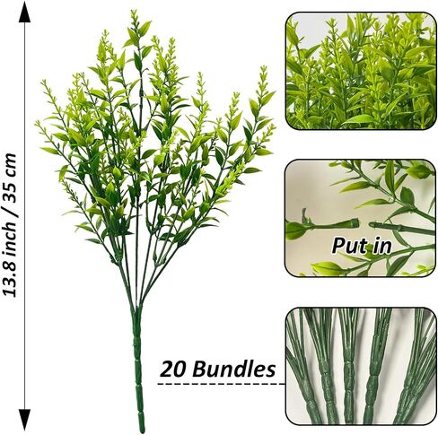 Artificial Plants Green Lavender 20 Bundles Outdoor UV Resistant Greenery Fake Shrubs Simulation Plants Indoor Outside Hanging Planter Home Garden Decor (Green) in Saudi Arabia