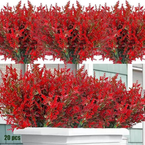 Artificial Plants Green Lavender 20 Bundles Outdoor UV Resistant Greenery Fake Shrubs Simulation Plants Indoor Outside Hanging Planter Home Garden Decor (Green) in Saudi Arabia