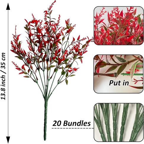 Artificial Plants Green Lavender 20 Bundles Outdoor UV Resistant Greenery Fake Shrubs Simulation Plants Indoor Outside Hanging Planter Home Garden Decor (Green) in Saudi Arabia