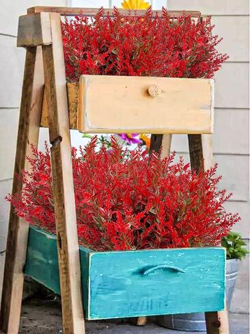Artificial Plants Green Lavender 20 Bundles Outdoor UV Resistant Greenery Fake Shrubs Simulation Plants Indoor Outside Hanging Planter Home Garden Decor (Green) in Saudi Arabia