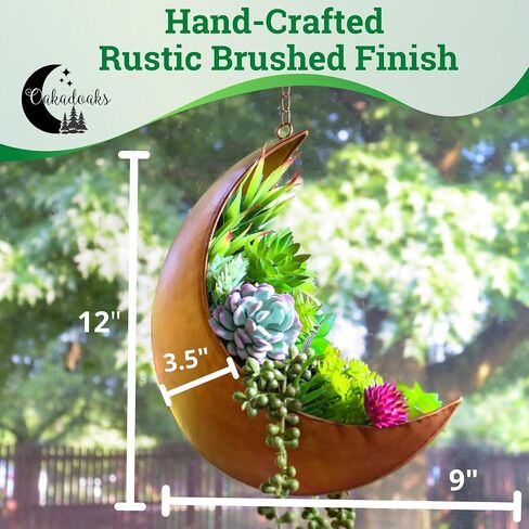 Hanging Moon Planter -14Pcs Artificial Succulents - Great for Air Plant, Mini Cactus, Faux, Artificial Plants-Boho Hanging Planters for Indoor Plants, Witchy Gifts for Women, Birthdays,Plant Lovers in Saudi Arabia