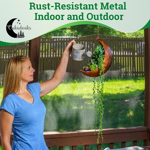 Hanging Moon Planter -14Pcs Artificial Succulents - Great for Air Plant, Mini Cactus, Faux, Artificial Plants-Boho Hanging Planters for Indoor Plants, Witchy Gifts for Women, Birthdays,Plant Lovers in Saudi Arabia