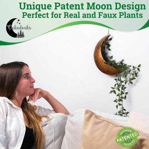 Hanging Moon Planter -14Pcs Artificial Succulents - Great for Air Plant, Mini Cactus, Faux, Artificial Plants-Boho Hanging Planters for Indoor Plants, Witchy Gifts for Women, Birthdays,Plant Lovers in Saudi Arabia