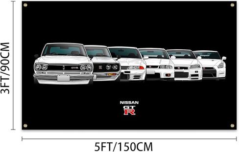Xibany Nissan GT-R- 3X5 FT نسيج جدار السيارة العتيقة، نسيج بوليستر جداري ملصق ديكور، نسيج لديكور المرآب وغرفة النوم وغرفة المعيشة وديكور الحائط in Kuwait