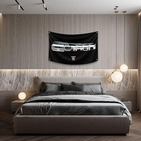 Xibany Nissan GT-R- 3X5 FT نسيج جدار السيارة العتيقة، نسيج بوليستر جداري ملصق ديكور، نسيج لديكور المرآب وغرفة النوم وغرفة المعيشة وديكور الحائط in Kuwait