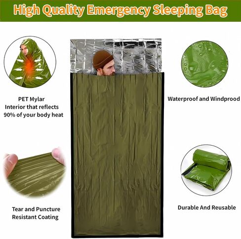 Emergency Sleeping Bag, Jakeloo 2 Pack Emergency Tent Shelter Thermal Survival Blankets Lightweight Survival Backpack Perfect for Camping/Hiking/Outdoor/Explore, Camping Essentials (Orange) in Saudi Arabia