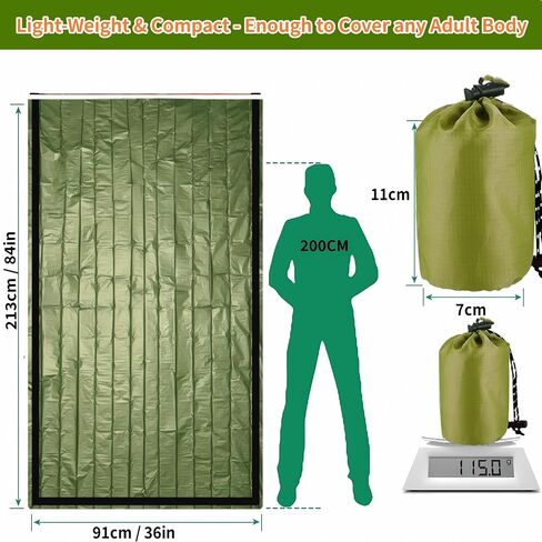 Emergency Sleeping Bag, Jakeloo 2 Pack Emergency Tent Shelter Thermal Survival Blankets Lightweight Survival Backpack Perfect for Camping/Hiking/Outdoor/Explore, Camping Essentials (Orange) in Saudi Arabia