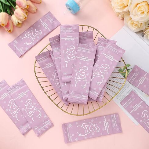 100 Pcs Postpartum Witch Hazel Wipes Individually Wrapped Perineal Cooling Pad Liners for Postpartum Care Soothing Hemorrhoid Wipes Cleansing Cloth for Mama Pain Relief After Birth Care in Saudi Arabia
