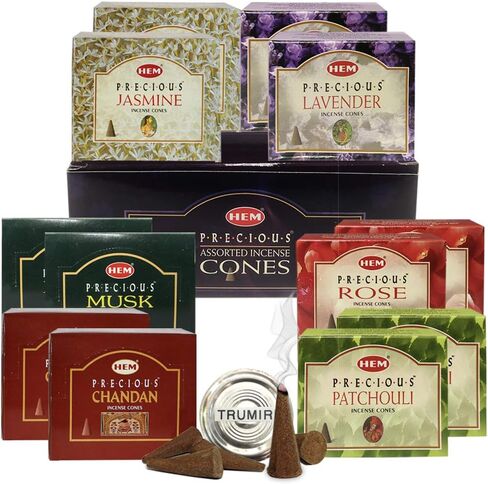 Hem Incense Cones Variety Pack #2 And Cone Incense Burner Bundle With 6 Precious Series Fragarances in Saudi Arabia