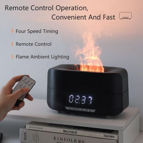 Essential Oil Diffuser, Flame Aroma Diffuser with Bluetooth Speaker and Clock, 400ML High Capacity Humidifier for Office and Bedroom (Black) in Saudi Arabia