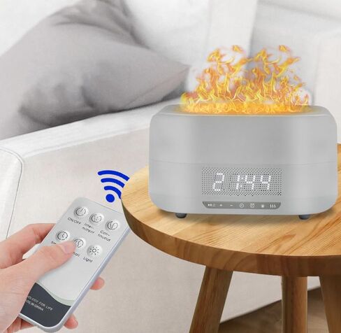 Essential Oil Diffuser, Flame Aroma Diffuser with Bluetooth Speaker and Clock, 400ML High Capacity Humidifier for Office and Bedroom (Black) in Saudi Arabia