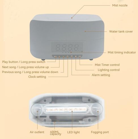 Essential Oil Diffuser, Flame Aroma Diffuser with Bluetooth Speaker and Clock, 400ML High Capacity Humidifier for Office and Bedroom (Black) in Saudi Arabia