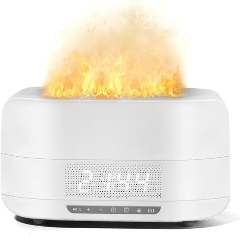 Essential Oil Diffuser, Flame Aroma Diffuser with Bluetooth Speaker and Clock, 400ML High Capacity Humidifier for Office and Bedroom (Black) in Saudi Arabia