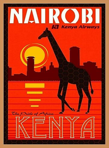 Wall Art Metal Sign 8X12 Inch Nairobi Kenya Airways Africa Vintage Travel Wall Advertisement Print Metal Tin Sign House Decor Gift in Saudi Arabia