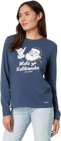 Life is Good Santa Mele Kalikimaka Long Sleeve Crusher™-Lite Tee in Saudi Arabia