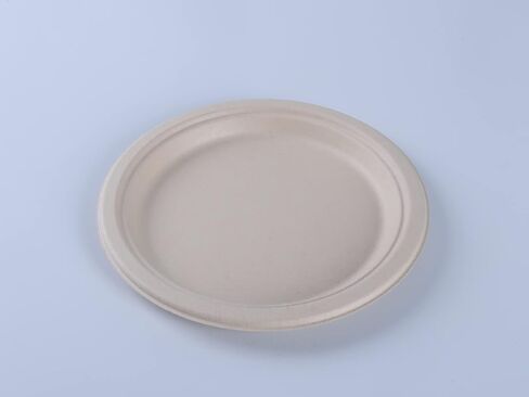 100% Compostable Disposable Paper Plates [125-Pack] - (PFAS-Free) - (BPI Certified) - [9 Inch] Heavy Duty, Eco-Friendly, Biodegradable Bagasse Dinner Plates - Natural Brown 9" Plate by Plate'O'Stack in Saudi Arabia