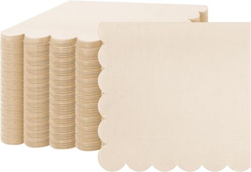 Fuutreo 200 Pcs Scalloped Cocktail Napkins Thick Paper Napkins Disposable Party Napkins Beverage Napkins for Wedding Dinner Birthday Supplies, 5 x 5 Inch (Black) in Saudi Arabia