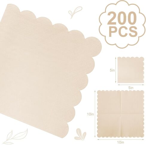 Fuutreo 200 Pcs Scalloped Cocktail Napkins Thick Paper Napkins Disposable Party Napkins Beverage Napkins for Wedding Dinner Birthday Supplies, 5 x 5 Inch (Black) in Saudi Arabia