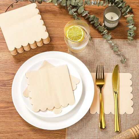 Fuutreo 200 Pcs Scalloped Cocktail Napkins Thick Paper Napkins Disposable Party Napkins Beverage Napkins for Wedding Dinner Birthday Supplies, 5 x 5 Inch (Black) in Saudi Arabia