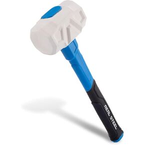 Real Steel Rubber Mallet 16 OZ White Rubber Hammer with Soft Head for Flooring, Woodworking, Camping, Automotive 0319