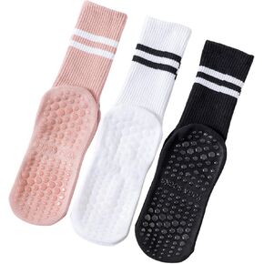 Pilates Socks with Grips for Women Yoga Socks Barre Socks Non Slip Socks 3 packs
