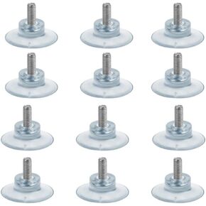 12 Pieces 30mm Diameter Rubber Strong Suction Cup Replacements with M4 x 8mm Thread Screw for Glass Table Tops