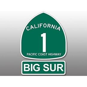 PCH 1 Sign - Big SUR Sticker Decal (California rv Route Coast bs) Size: 4.5 x 5 inch