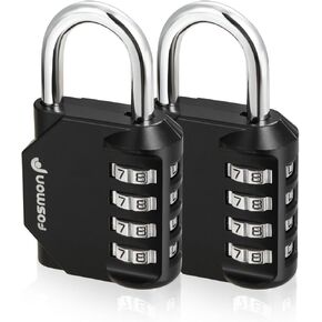 Fosmon Combination Lock, (4 PACK) 4 Digit Multi-Purpose Combination Padlock, Durable (Alloy Body) for Gym, School, Work Locker, Storage Units, Fence, and more