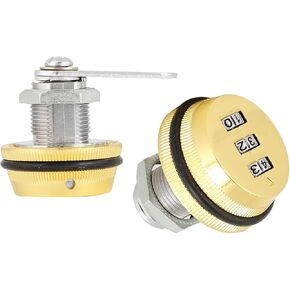 Gold Password Coded Cam Lock - 3 Digital Combination Cabinet Lock with Zinc Alloy Materials for Drawer Mailbox, 30mm/1.18in