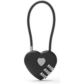 Black Heart Shape Code Lock Compact Mini Size with 3 Digit Code Combination for Luggage, Backpack, Jewelry Box, Hall Locker Combination Padlocks Love Lock