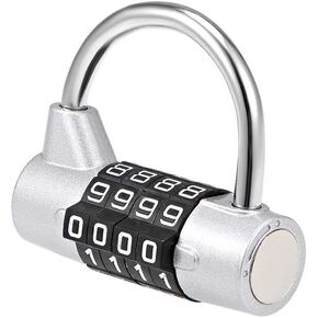 uxcell 4-Digit Combination Padlock 2-inch Resettable Lock for Gate Locker Silver