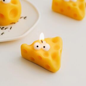 Cute Cheese Shaped Scented Candle,30G Aroma Soy Wax Decorative Candle for Table Photo Prop Birthday Gift,Prefect for Meditation Stress Relief Mood Boosting Bath