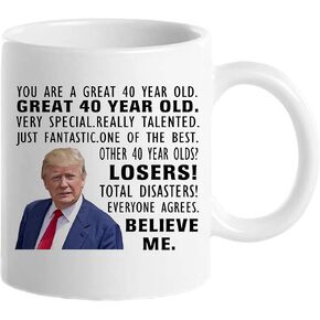 Donald Trump Mug, 40th Birthday Gifts for Men, Funny 40 Year Old Gift Coffee Mug, 1984 40th Birthday Mugs for Him, Dad, Uncle, Brother, Husband, Grandpa, Friend, Novelty Prank Gift 11 oz Tea Cup
