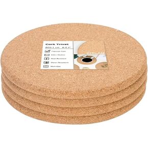 Cork Trivet, 4 Pack High Density Thick Cork Coaster Set for Hot Dishes, 8 Inch Heat Resistant Multifunctional Cork Board, Hot Pads for Table & Countertop in Saudi Arabia