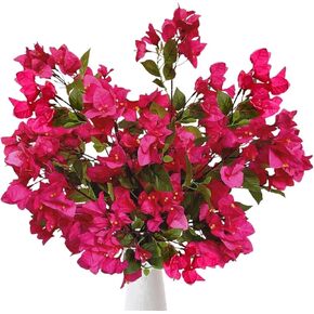 30 Inches Artificial Bougainvillea Silk Flower Branches Full Blossom Long Fake Flowers Stems for Wedding Home Garden Background Event Decoration (Fuchsia - Pack 8)