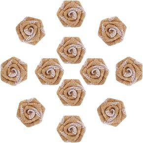 DECORA 12 Pieces Burlap Rose Flowers for Wedding Decoration DIY Craft
