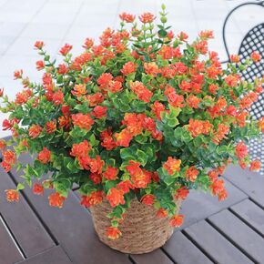 Artificial Flowers for Outdoors, 12 Bundles UV Resistant Realistic Faux Plants for Outside Porch Planter, Spring Summer Home Garden Decoration