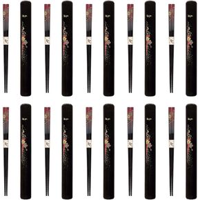 JapanBargain 3643, Portable Chopsticks with Case Reusable Chinese Korean Japanese Bamboo Travel Chop Sticks Utensil Dishwasher Safe Made in Japan, Sakura Pattern