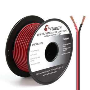 100FT 20/2 Red Black Electrical Wire, Pure Copper Wire 20 Gauge 2pin Wire Low Voltage LED Strips Extension Cord, 20AWG OFC 12V/24V DC Extension Wire for LED Strips Lamp Lighting, Hookup Wire