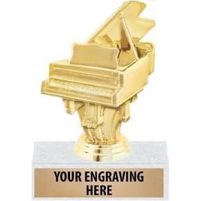 6" Gold Piano Trophies - Personalized Piano Music Trophy Awards Prime