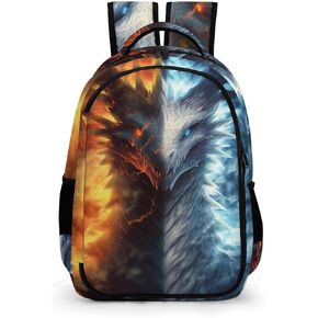 حقيبة ظهر للأطفال للأولاد على شكل تنين حقيبة ظهر مدرسية على شكل تنين الجليد والنار، حقيبة ظهر تنين للأولاد والبنات، حقيبة ظهر للكمبيوتر المحمول للسفر على شكل حيوانات وحشية للأطفال، مقاس 16.5 بوصة in Kuwait