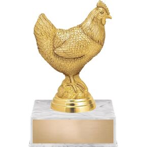 Crown Awards Chicken Trophy, 5.5" Chicken Trophy On White Luxury Trophy Base in Saudi Arabia