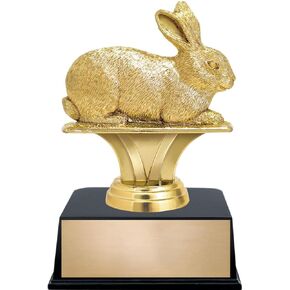Crown Awards 5.5" Rabbit Trophy On Black Contemporary Base, Rabbit Award with Custom Engraving 1 Pack Prime