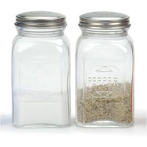 RSVP Retro Clear Glass Salt and Pepper Shaker Set