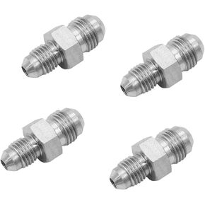 (4-PACK) 2403-06-04 Hydraulic Hose Adapter Fitting 3/8" Male JIC 37° Flare (9/16"-18UNF) × 1/4" Male JIC 37° Flare (7/16"-20UNF) SAE Straight Pipe Joints Tube Connector Carbon Steel