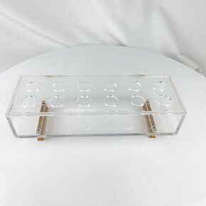 YoBa Acrylic Flower Vase Rectangular with Gold Plated Aluminum Legs, Clear Acrylic Flower Vase for Home Wedding Dining Table Décor, Gift for Your Loved Ones (Flowers not Included) (24 Holes)