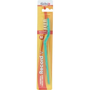 Fuchs: Pure Natural Bristle Record V Adult Medium Toothbrush, 1 ct (5 Pack)