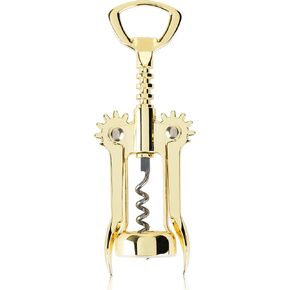 Viski Winged Corkscrew Wine Bottle Opener, Gold Plated Finish, Non-stick Coated Worm, 9.25"