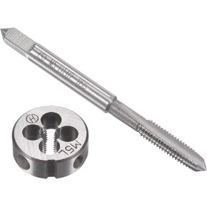 uxcell M5 x 0.8mm Metric Left Hand Tap and Die Set, Machine Thread Screw Tap with Round Threading Die, Tap & Die Kit for Nut Screw Bolt Thread Repair