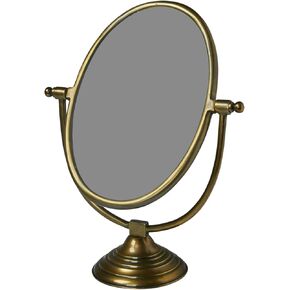 Creative Co-Op Antique Aluminum Swivel Vanity Mirror, Brass